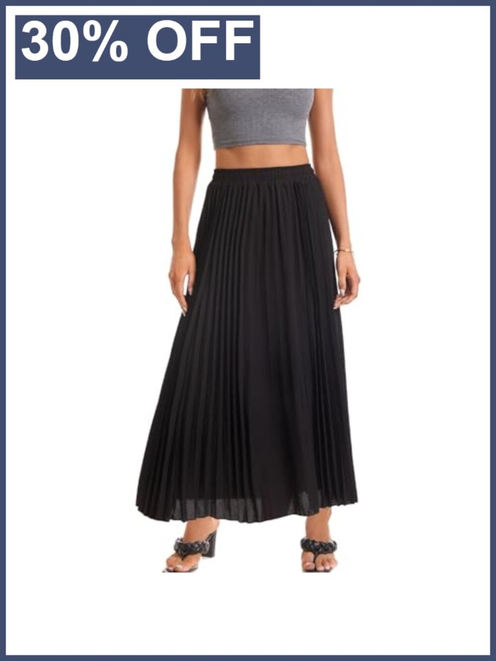 Women's High Waist Pleated Tiered Boho A-Line Maxi Skirt